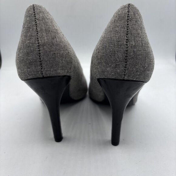 Nine West Gimmelo Heels 10 Tweed Black Patent Stiletto Pointed Toe Dressy - Picture 4 of 12